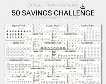 Printable A6 Savings Challenge Bundle | Cash Envelope Inserts, A6 Savings Tracker,  A6 Binder Inserts, A6 Budget Binder, A6 Cash Binder