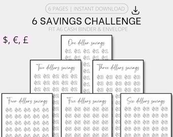 Printable A6 Savings Challenge Bundle | Mini Savings Challenge Trackers, A6 Money Challenge, A6 Binder Inserts,  A6 Budget Binder
