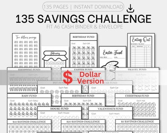 Printable A6 Savings Challenge Bundle | Cash Envelope Inserts, A6 Savings Tracker,  A6 Budget Binder, A6 Binder Insert, A6 Cash Binder