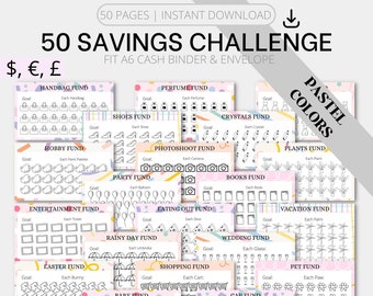 Printable A6 Savings Challenge Bundle | A6 Cash Envelope Inserts, A6 Savings Tracker,  A6 Budget Binder | Instant Download PDF