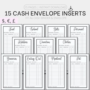 Printable A6 Cash Envelope Inserts | A6 Savings Bundle, A6 Savings Tracker,  A6 Budget Binder, A6 Cash Envelope System, Cash Stuffing