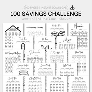 Printable Savings Challenge Bundle | Money Savings Tracker Binder, 100 Envelopes Challenge, 5K 10K 20K Savings Challenge, Finance Planner