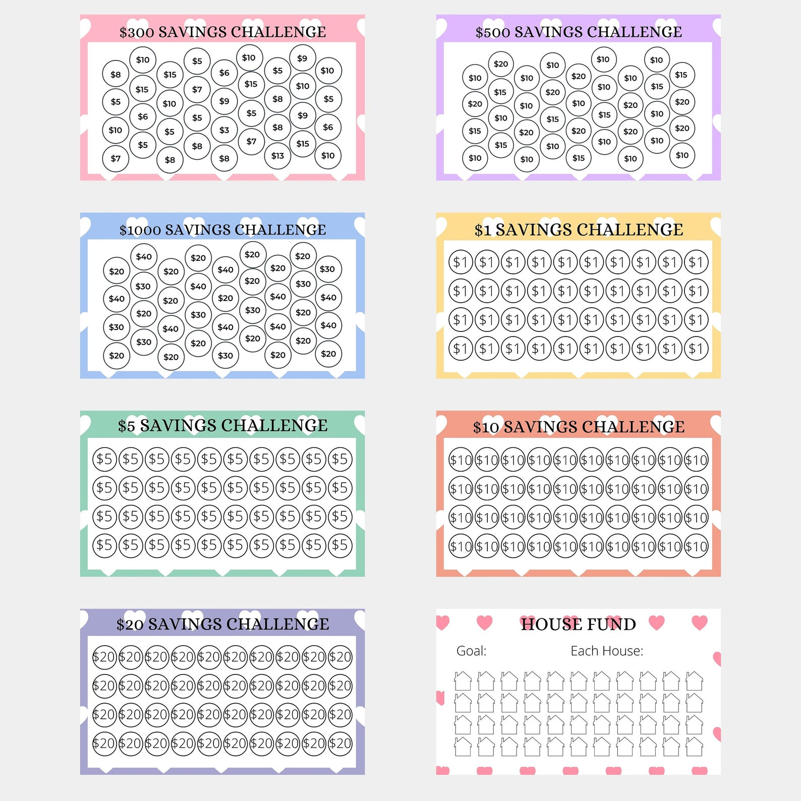 Printable A6 Savings Challenge Bundle | A6 Cash Envelope Inserts, A6 ...