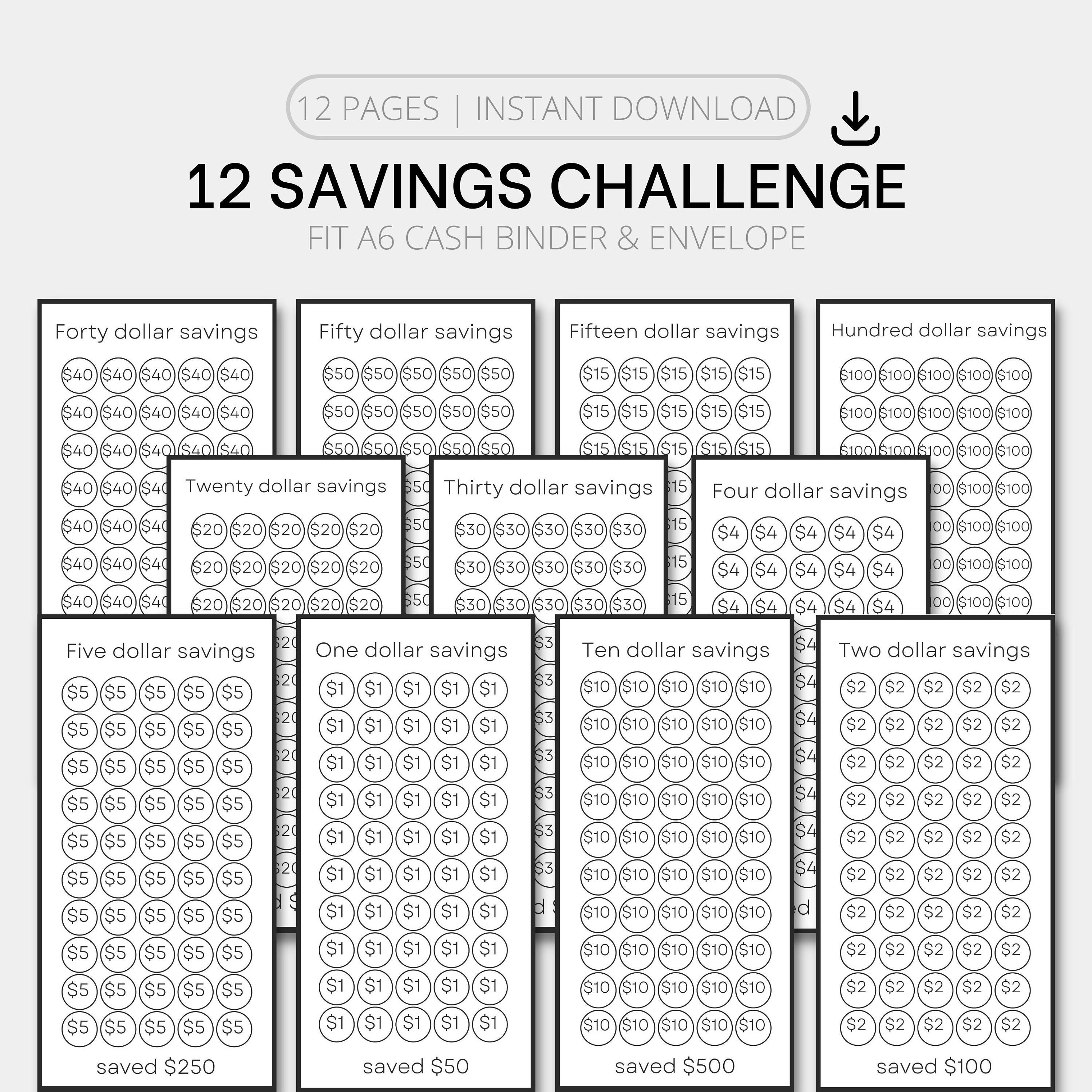 Printable A6 Savings Challenge Bundle | A6 Cash Envelope System, Cash ...