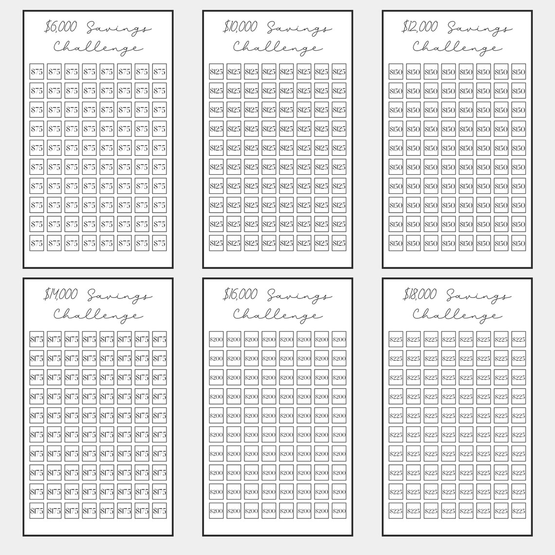 Savings Challenge Printable Saving Challenge Bundle for A6 - Etsy