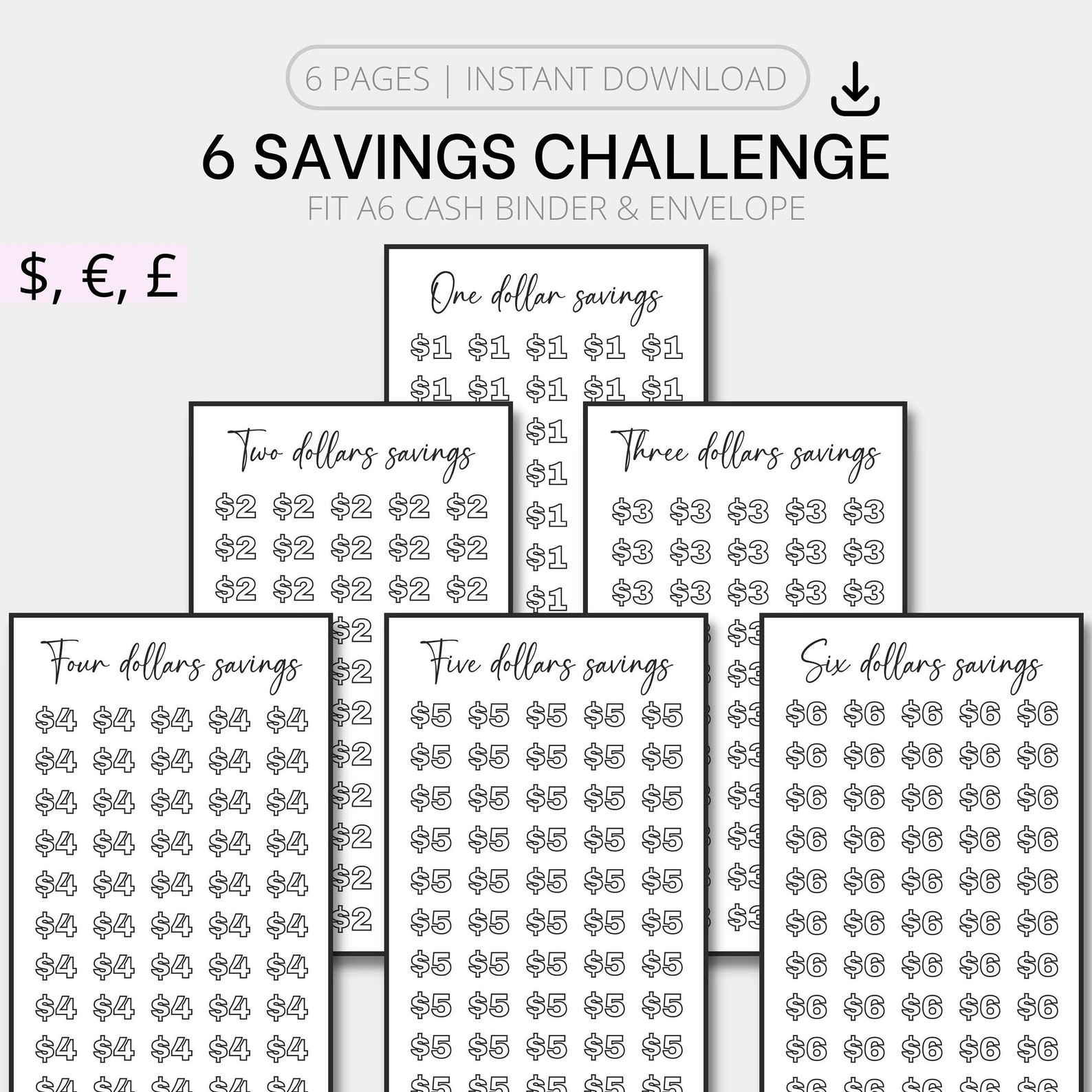 Printable A6 Savings Challenge Bundle | Mini Savings Challenge Trackers ...