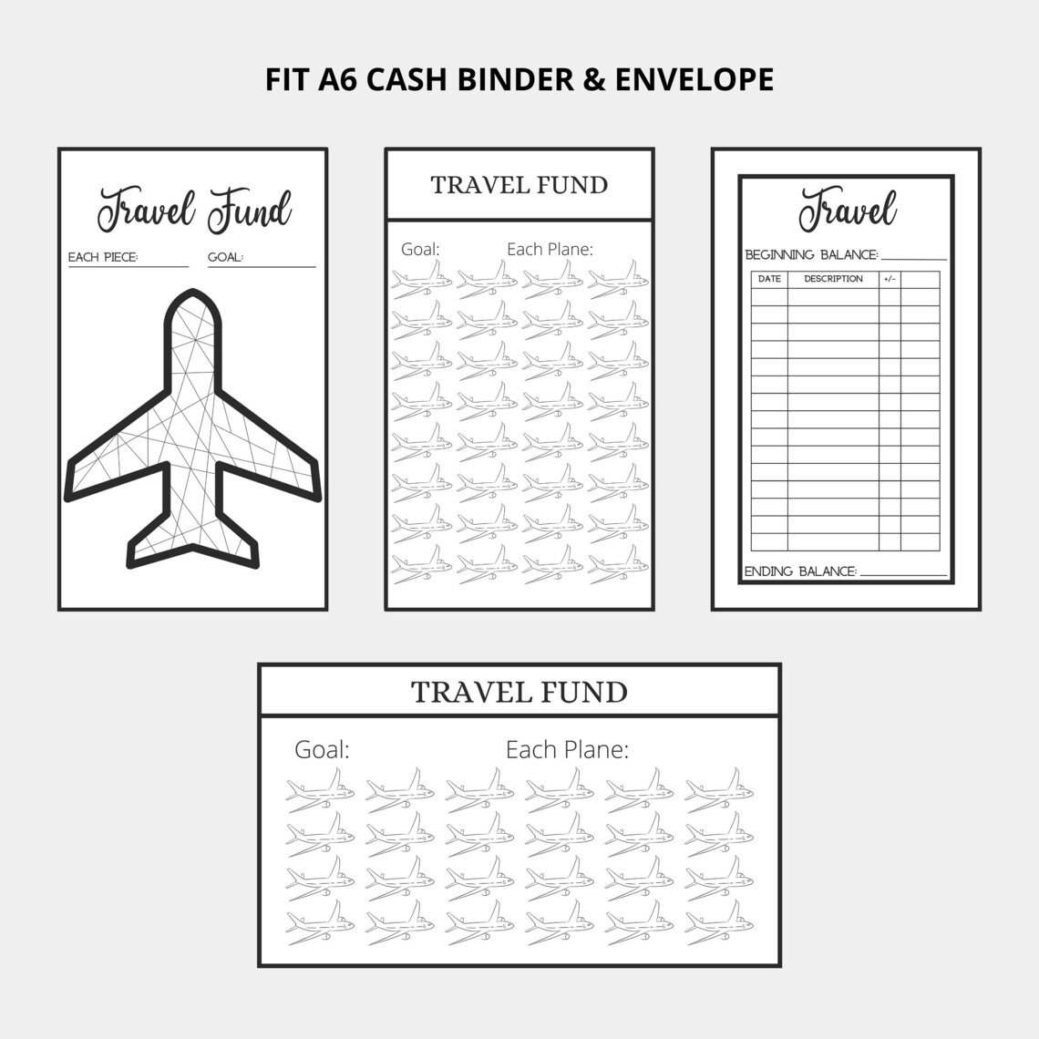 Travel Savings Challenge Money Savings Tracker, A6 Travel Binder Tracker, Budget Tracker, Cash