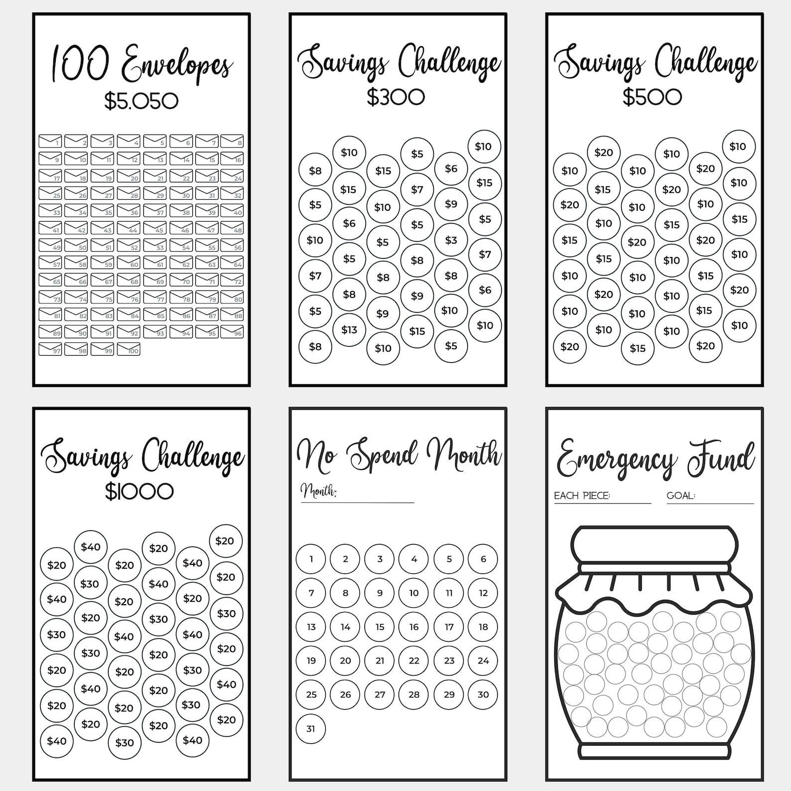 Printable A6 Savings Challenge Bundle A6 Money Challenge A6 - Etsy