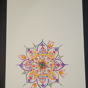 Mandala  (watercolor pencil) blank inside greeting card