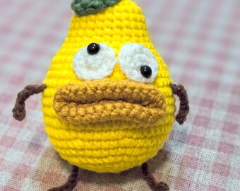 Patrón de crochet Pera, tutorial de Amigurumi PDF en terminología estadounidense, crochet Pera, patrón de crochet PDF.