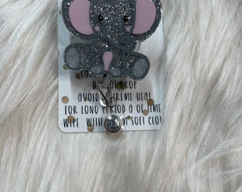 Cute baby elephant  badge reel