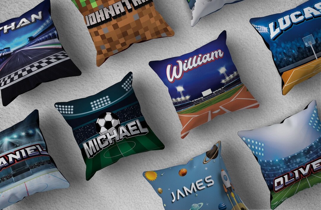 CUSTOM SPORTS PILLOW Personalized Name Throw Pillow Cover Hockey Lover Gift Baseball Throw