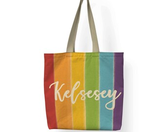 Tote: Watercolor Stripe LGBTQ Pride