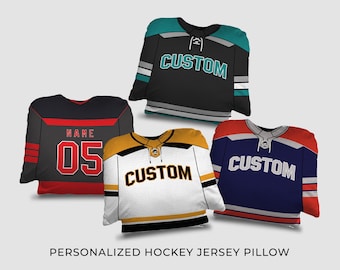 HOCKEY JERSEY PILLOW - Personalized Name, Number and Hockey Team Pillow - Kids Room Décor - Hockey Player Gift - Polyester Sofa Pillow
