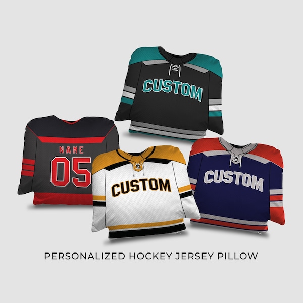 HOCKEY JERSEY PILLOW - Personalized Name, Number and Hockey Team Pillow - Kids Room Décor - Hockey Player Gift - Polyester Sofa Pillow