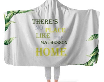 Cozy Hooded Fleece Blanket, Personalised Name Blanket with Quote Pattern, Minky Fleece Throw Blanket with Hood