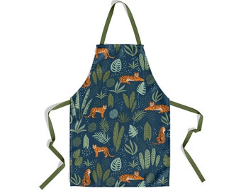Delantal de lona de algodón con estampado de tigre de la selva para cocina o estudio de arte / Art Smock / Regalo para cocina / Sam + Zoey Home Basics