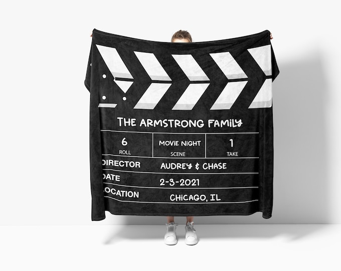 Personalized Movie Fan Blanket, Home Theater, Theater Decor, Movie Couple Decor, Couples Gift, Cotton Anniversary, Wedding Gift, Movie Night