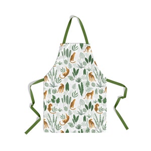 Jungle Cheetah Print Cotton Canvas Apron for Kitchen or Art Studio | Art Smock | Gift for Kitchen | Sam + Zoey Home Basics