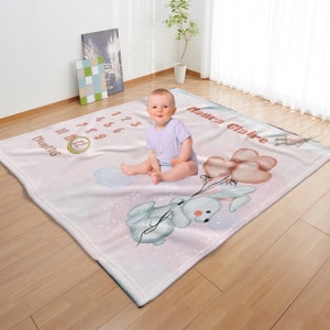 Milestone Blanket: Bunny balloons