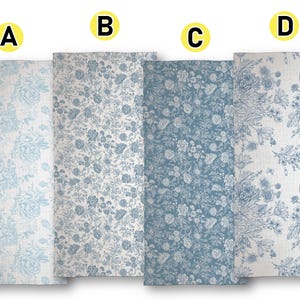 Blue Floral Print Fabric 100% Cotton