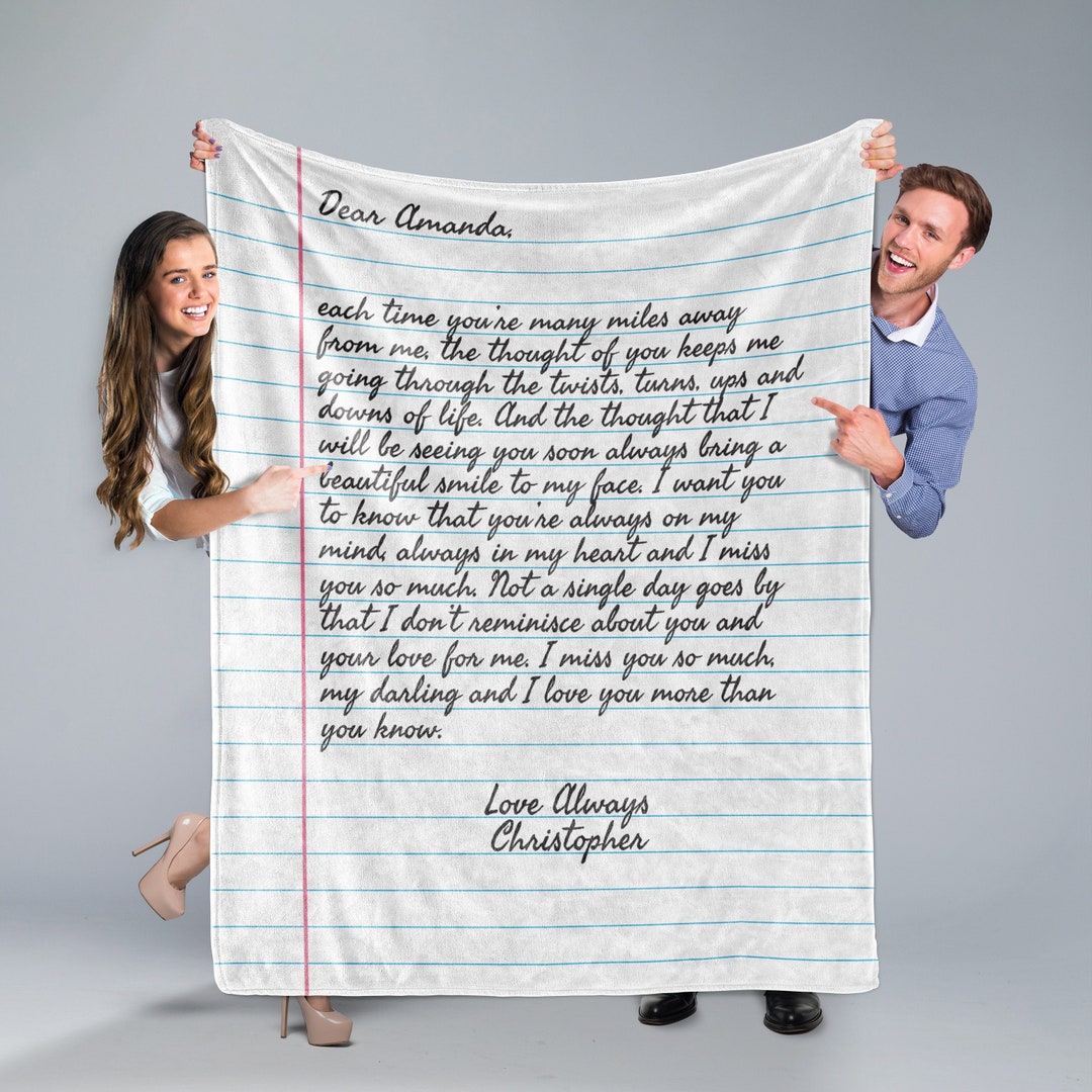 Custom Letter Note Throw Blanket Ruled Paper Etsy