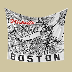 Cobertor de lã personalizado, mapa de lance, presente de aniversário, presente de aniversário, casamento, onde conhecemos, mapa da cidade, cobertor