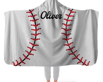 Hooded Fleece Blanket: Baseballs