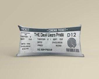 Personalized Movie Ticket Pillow - Keepsake anniversary gift for couples - Meaningful Memorial Gift For movie Lover, Home Decor Gifts