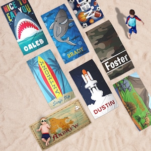 Personalized Kids Beach Towels | Funny Summer Beach Towel | Custom Name Beach Towel | Pool Towel | Gifts for Summer