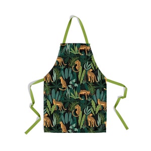 Jungle Cheetah Print Cotton Canvas Apron for Kitchen or Art Studio | Art Smock | Gift for Kitchen | Sam + Zoey Home Basics