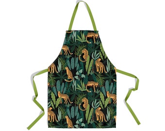 Jungle Cheetah Print Cotton Canvas Apron for Kitchen or Art Studio | Art Smock | Gift for Kitchen | Sam + Zoey Home Basics