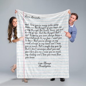 Manta de escritura a mano manta personalizada manta personalizada regalos de aniversario para novio regalo de aniversario regalos para el marido regalo del día de las madres
