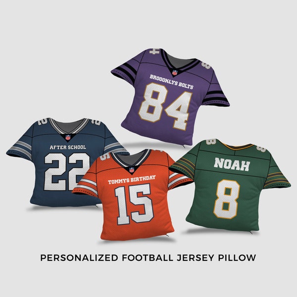 FOOTBALL KIDS PILLOW - Custom Jersey Football Pillow - Kids Toss Pillow - Football Lover Gift - Print Polyester Zipper Closer Cushion Cover