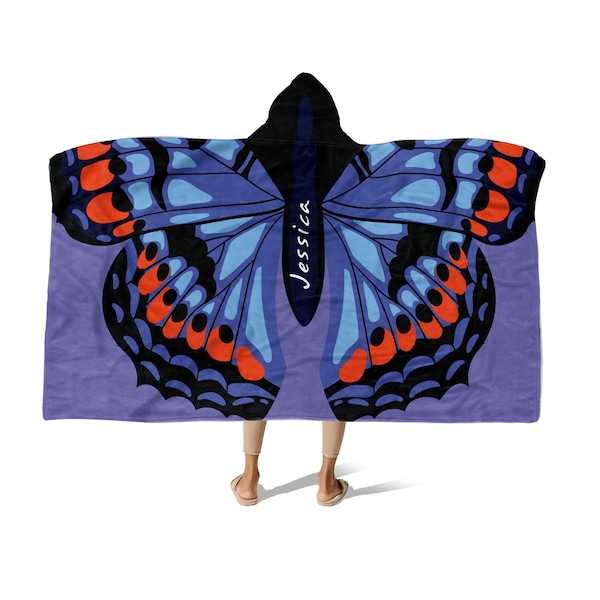 BUTTERFLY WING Blanket - Blanket Hooded Cape - Cozy Warm Blanket - Handmade Animal Print Polyester Blanket - Butterfly Lover Gift