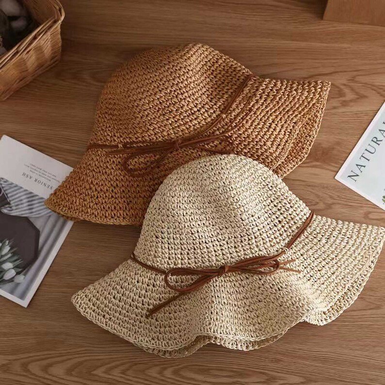 Simple Bucket Straw Hat Wide Brim Bucket Hat for Women Etsy
