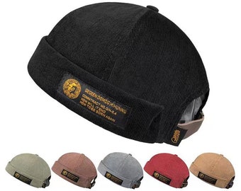 Berretto Docker vintage, Cappello senza tesa, Cappello Docker in velluto a coste, Cappelli Beanie traspiranti, Berretto da marinaio regolabile retrò in cotone, Cappello Hip Hop, Cappello estivo