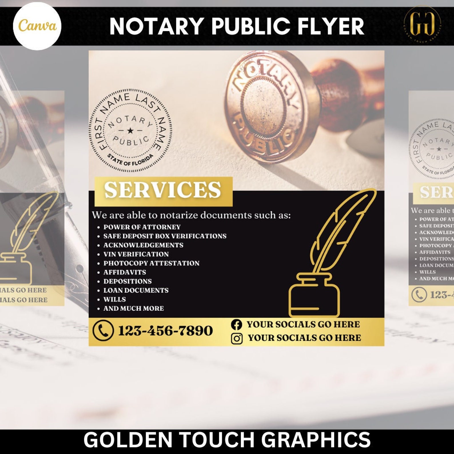 Notary Public Flyer Template, Notary Social Media Flyer, Loan Signing