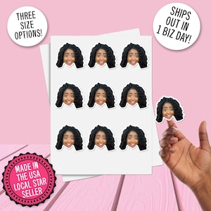 Custom Photo Face Sticker Sheet, Personalized Face Stickers, Face Sticker Party Favors, Glossy Vinyl Head Stickers