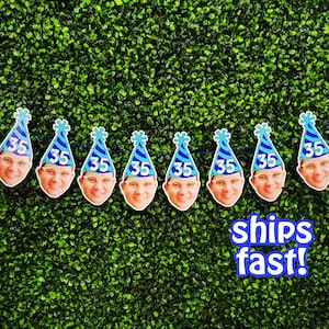 Custom Head Birthday Straws, Custom Birthday Photo Decorations, Face Straws and Face Confetti, Personalized Birthday Banner Any Age