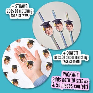 Custom Face Banner with Mortarboard Cap: Personalized Photo Graduation Party Decorations Bild 5