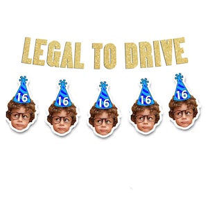 Legal to Drive 16th Birthday Banner with Custom Face Banner, 16 Birthday Banner, Teenager Birthday Head Banner, Personalized Face Decor