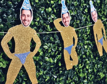 Personalized Face Men's Birthday Decoration Banner – Any Color Undies, Funny Birthday Gift for Him