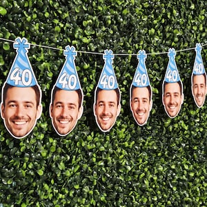 Custom Face Banner | Party Hat with Age Photo Banner, Personalized Birthday Party Decorations image 8