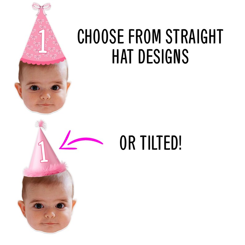 Coquette Pink Bow Birthday Face Banner: Baby Girl Party Decor image 3