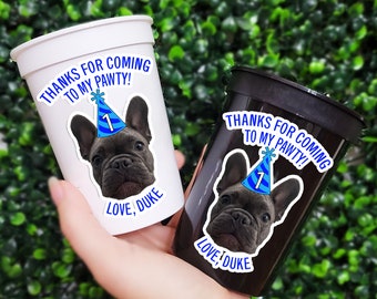 Custom Dog Face Birthday Party Cups: Personalized Pet Favors
