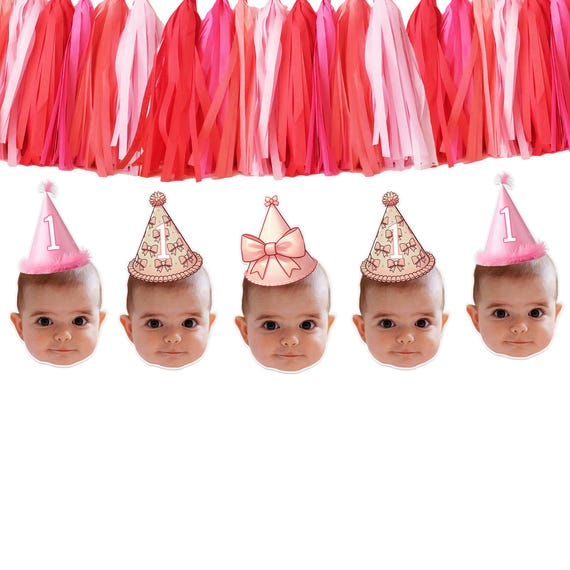 Coquette Pink Bow Birthday Face Banner: Baby Girl Party Decor