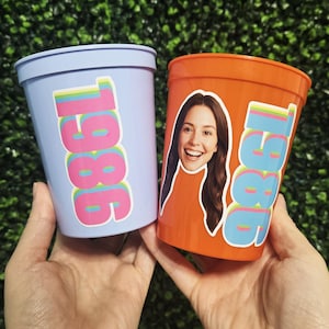 Custom Birthday Cups with Photo and Year, Personalized Picture Milestone Party Favors bild 2