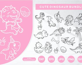 Dinosaurier SVG, Dinosaurier Bundle SVG, Dinosaurier Clipart, T-Rex SVG, PNG Dateien, Dinosaurier Schnittdateien
