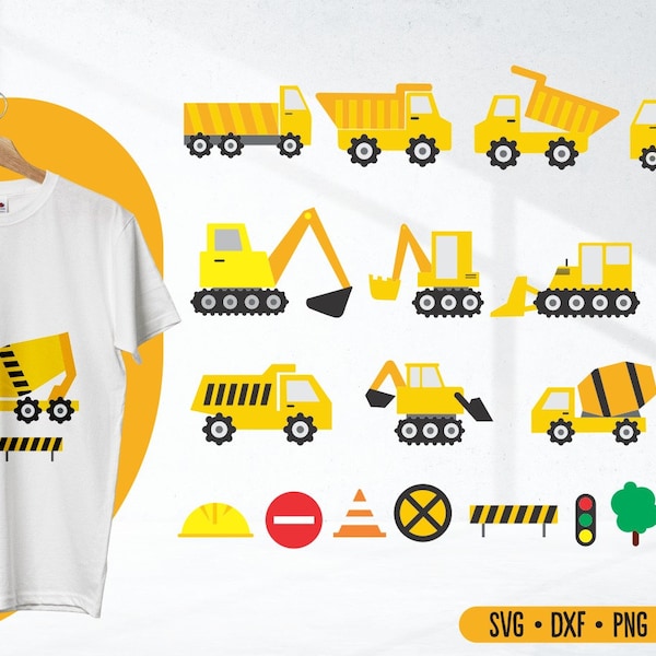 Construction Svg, Construction Bundle Svg, Trucks Svg, Excavator Svg, Dump Truck Svg, Bulldozer Svg, Truck Clipart for Cricut, Silhouette